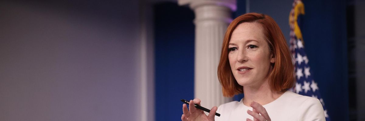 White House Press Secretary Jen Psaki speaks to reporters.