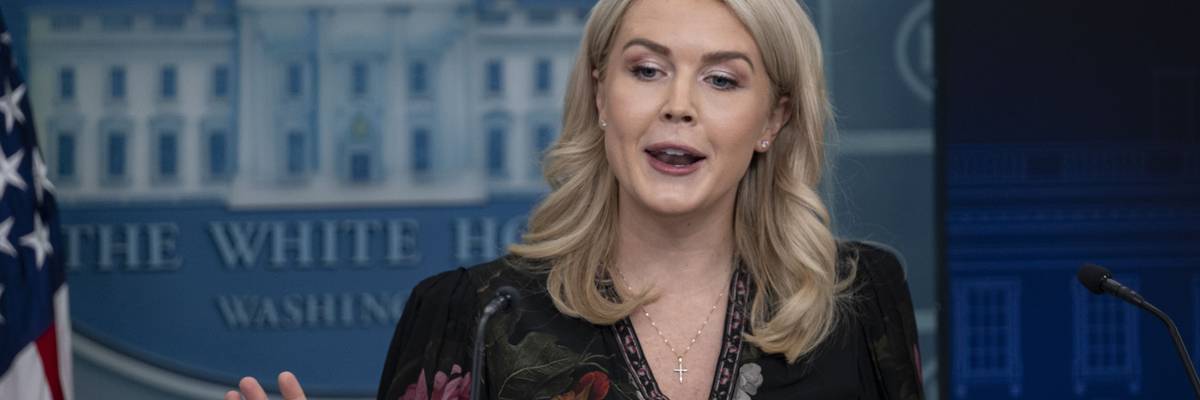 White House Press Secretary Karoline Leavitt at the podium