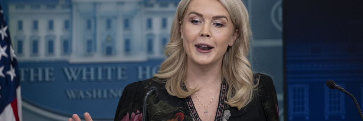 White House Press Secretary Karoline Leavitt at the podium