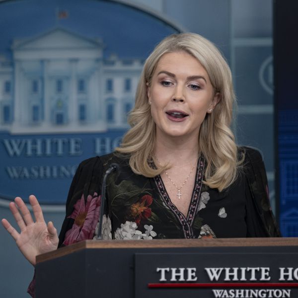 White House Press Secretary Karoline Leavitt at the podium