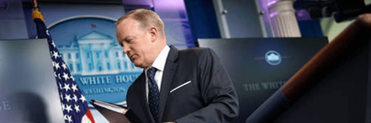 Don't Ask About Sean Spicer's Notebooks or He'll Call "Proper Authorities" On You