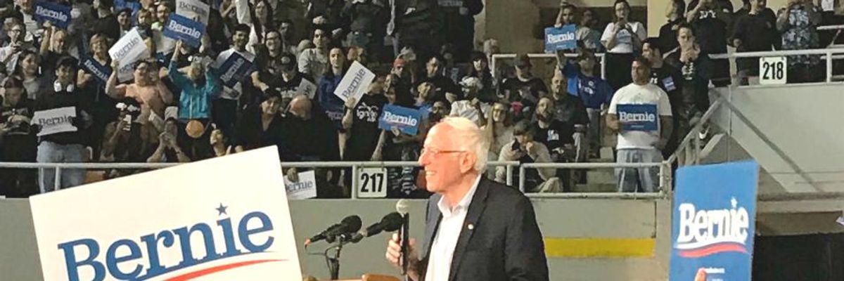 'Absolutely Sickening--and Scary': Man Unfurls Nazi Flag at Bernie Sanders Rally, Heightening Security Concerns