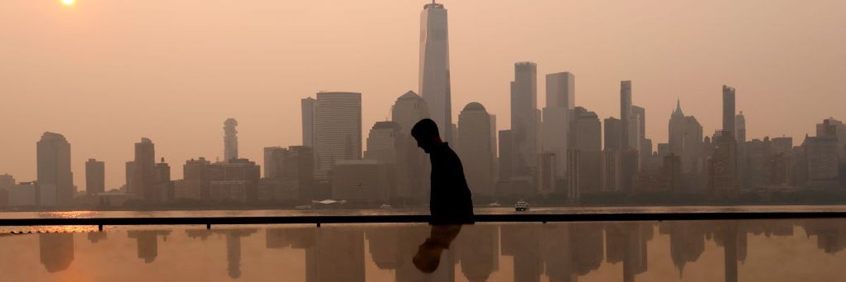 Wildfire smoke in New York City.