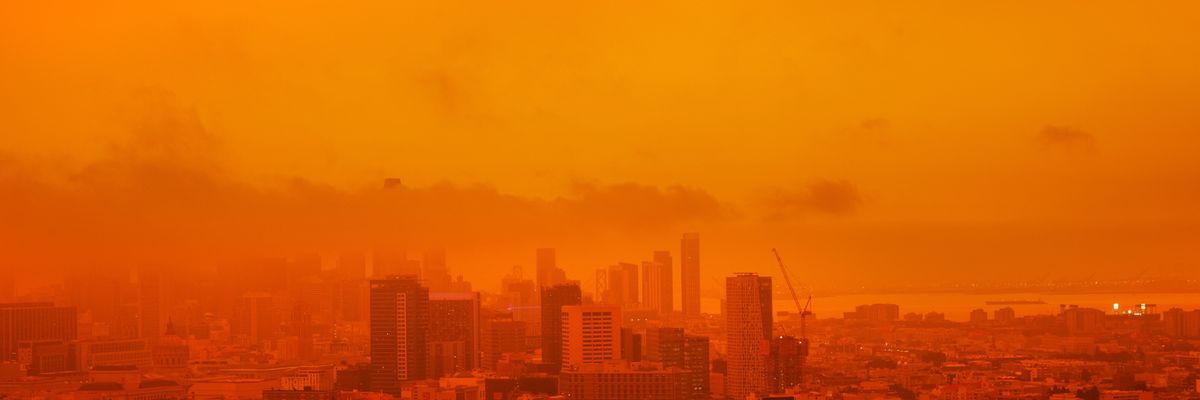Wildfires turned the sky orange in San Francisco, California in 2020. ​