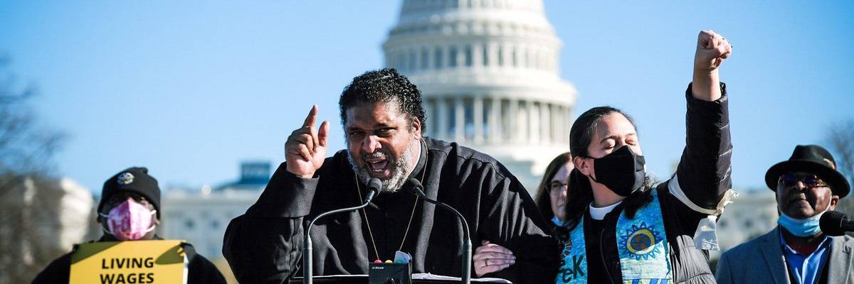 William Barber speaks at a rally