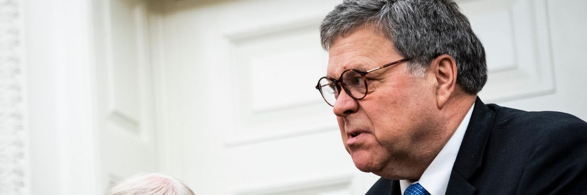 William Barr appears at a ceremony