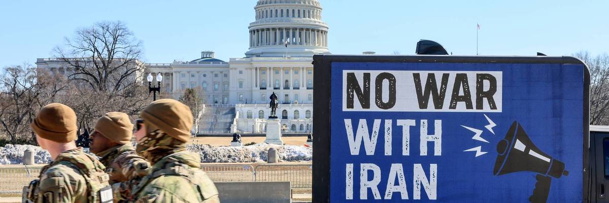 Win Without War Billboard Truck Circles U.S. Capitol On State Of The Union Day, Calling On Congress For No War On Iran