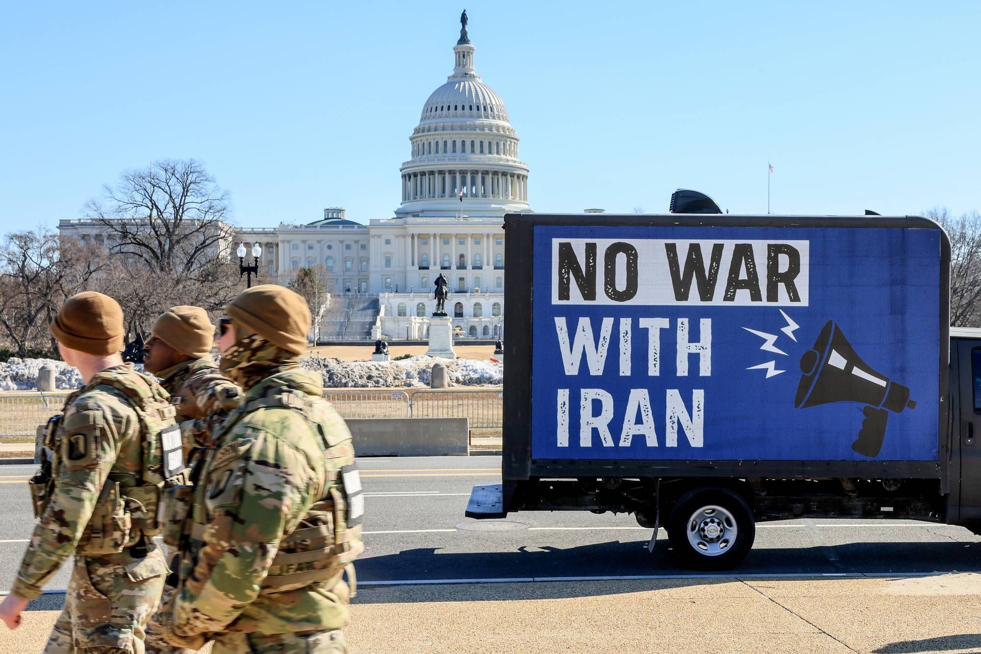 win-without-war-billboard-truck-circles-