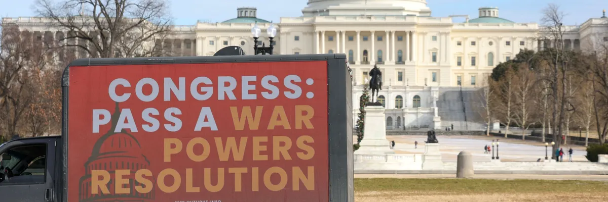 Win Without War Mobile Billboard Urges Congress To Support War Powers Resolutions To Prevent Trump Administration From Launching Military Interventions