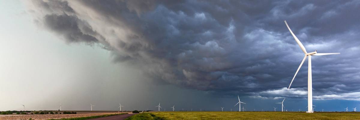 Wind farm as storm approaches