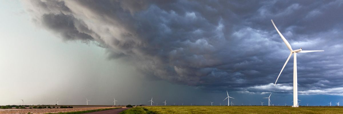 Wind farm as storm approaches