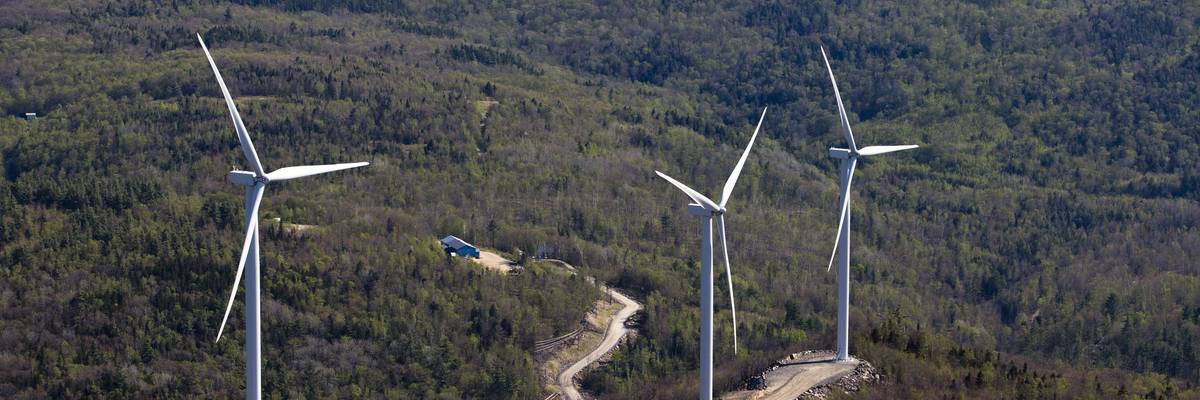 Wind turbiens in Maine.