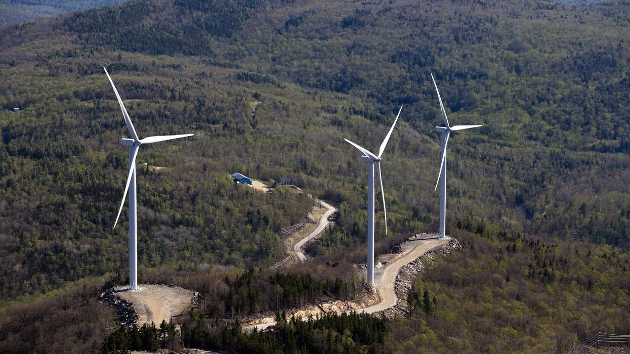 Wind turbiens in Maine.