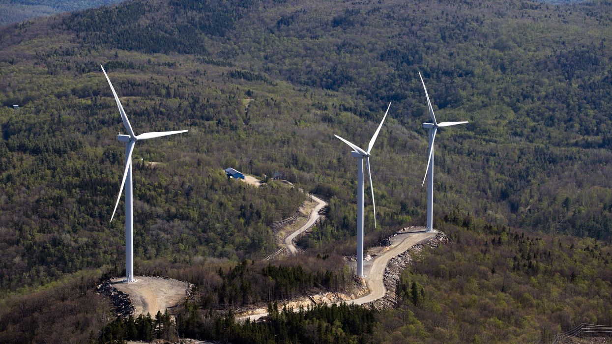 Wind turbiens in Maine.
