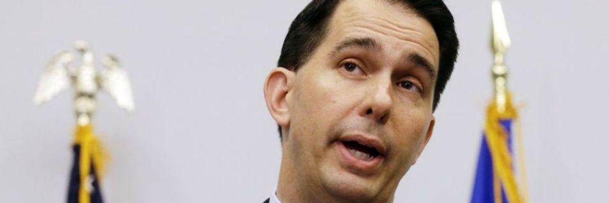 As 'Hypocrite' Walker Exits, Workers and Women Offer Gruff Farewells