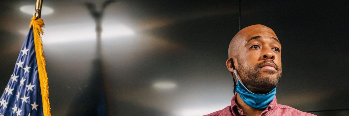 Wisconsin Lt. Gov. Mandela Barnes speaks during a press conference