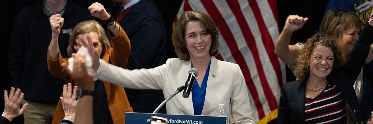 Wisconsin Supreme Court Justice Candidate Judge Susan Crawford Holds Her Election Night Event