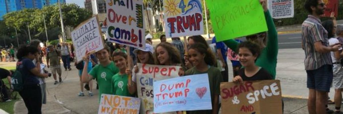 'No Aloha' for Trump as Hawaii Protesters Tell the President: 'We Wish You Weren't Here'