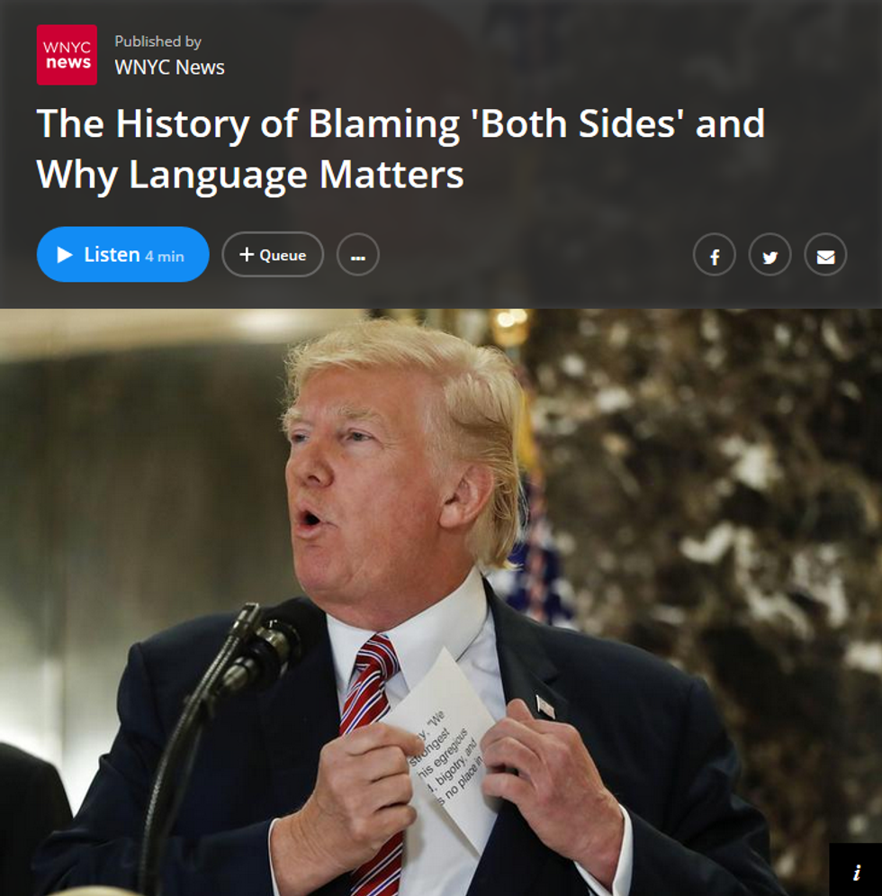 WNYC: The History of Blaming 'Both Sides' and Why Language Matters