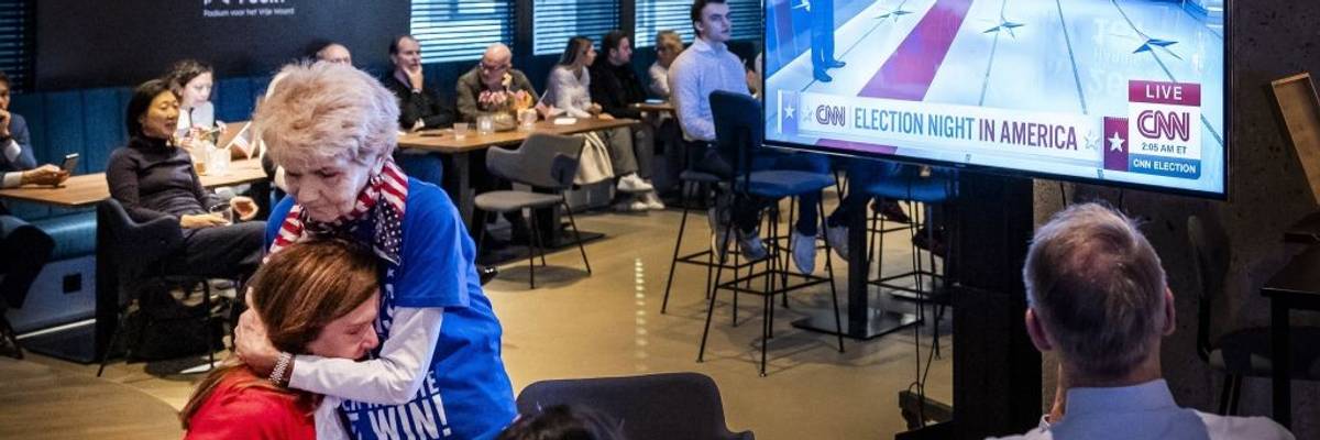 Woman consoles another as Trump wins 2024 presidential election