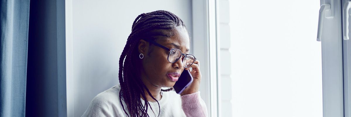 Woman talks on phone