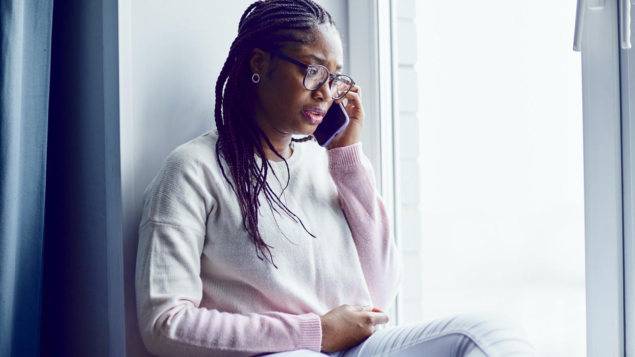 Woman talks on phone