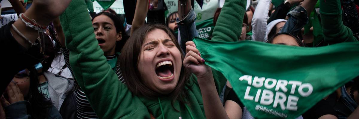 Women celebrate outside Colombia's high court
