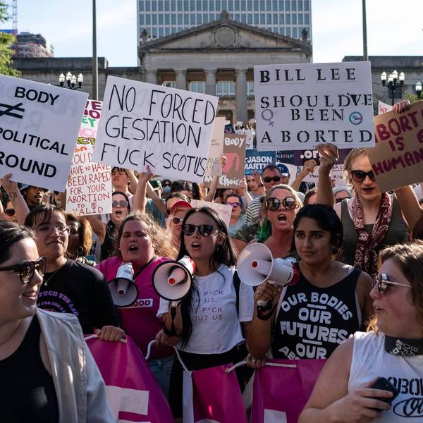 Women protest for abortion rights in downtown Nashville, Tennessee