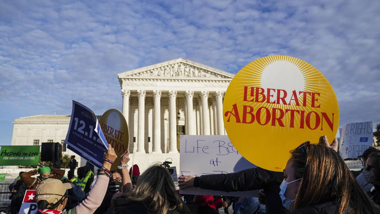 Women's March "Hold The Line For Abortion Justice" At The Supreme Court During Jackson Women's Health Organization v. Dobbs Hearing