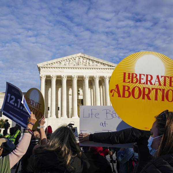 Women's March "Hold The Line For Abortion Justice" At The Supreme Court During Jackson Women's Health Organization v. Dobbs Hearing
