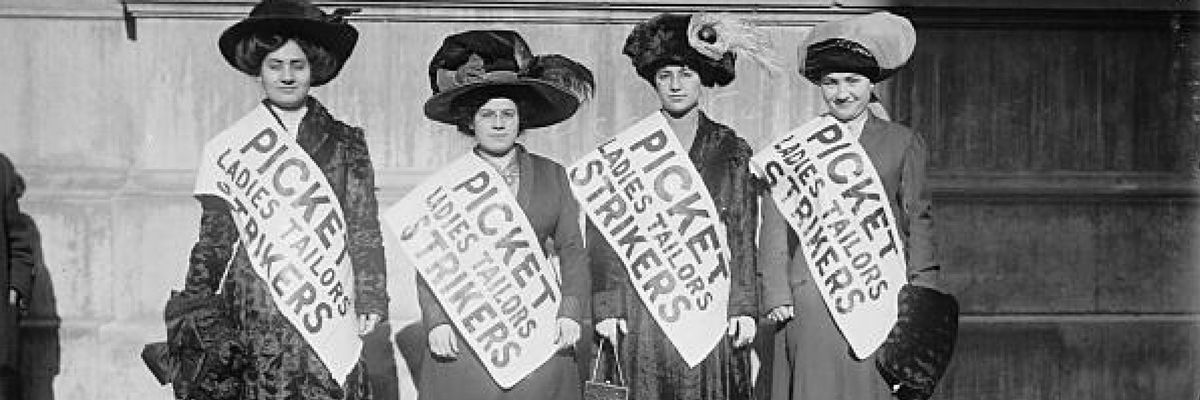Women strikers from the Ladies Tailors Union on picket line during the "Uprising of the 20,000," a 1910 garment workers' strike