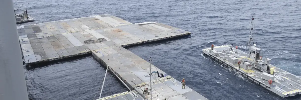 Work on Gaza aid pier.