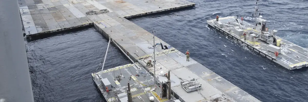 Work on Gaza aid pier.