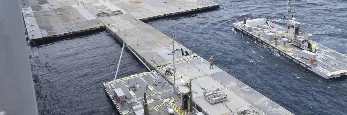 Work on Gaza aid pier.