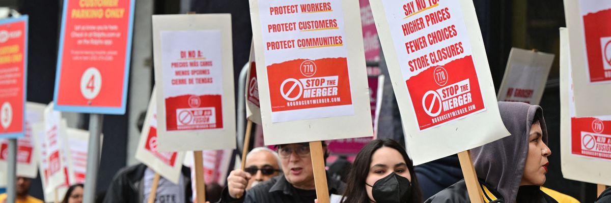 Workers protest Kroger-Albertsons merger