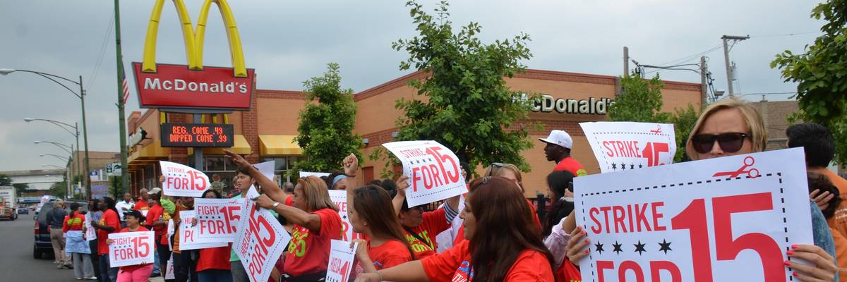 Workers strike for $15 an hour