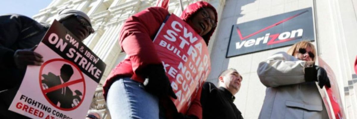 'Sea of Red' as 40,000 Verizon Workers and Allies March Against Greed in New York