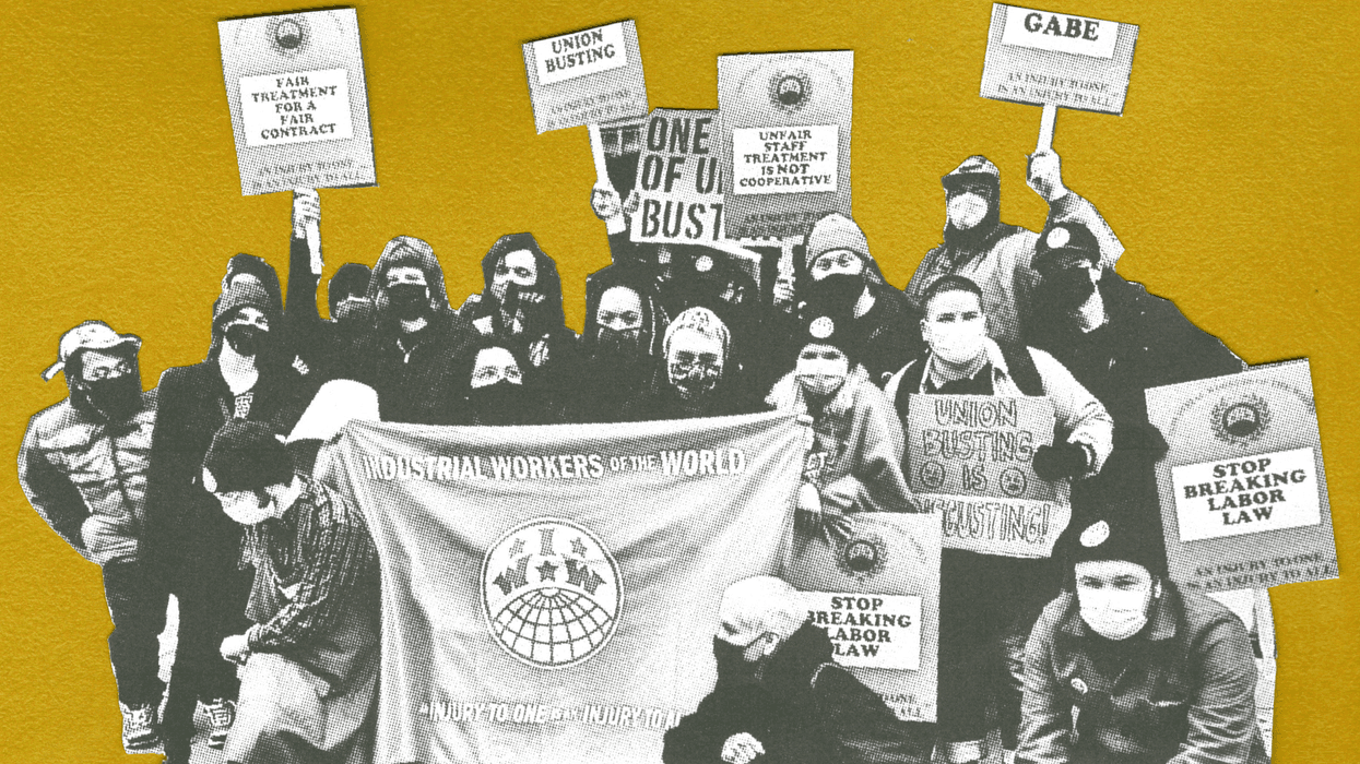 Workers with IWW walk out from Dill Pickle Food Co-op.