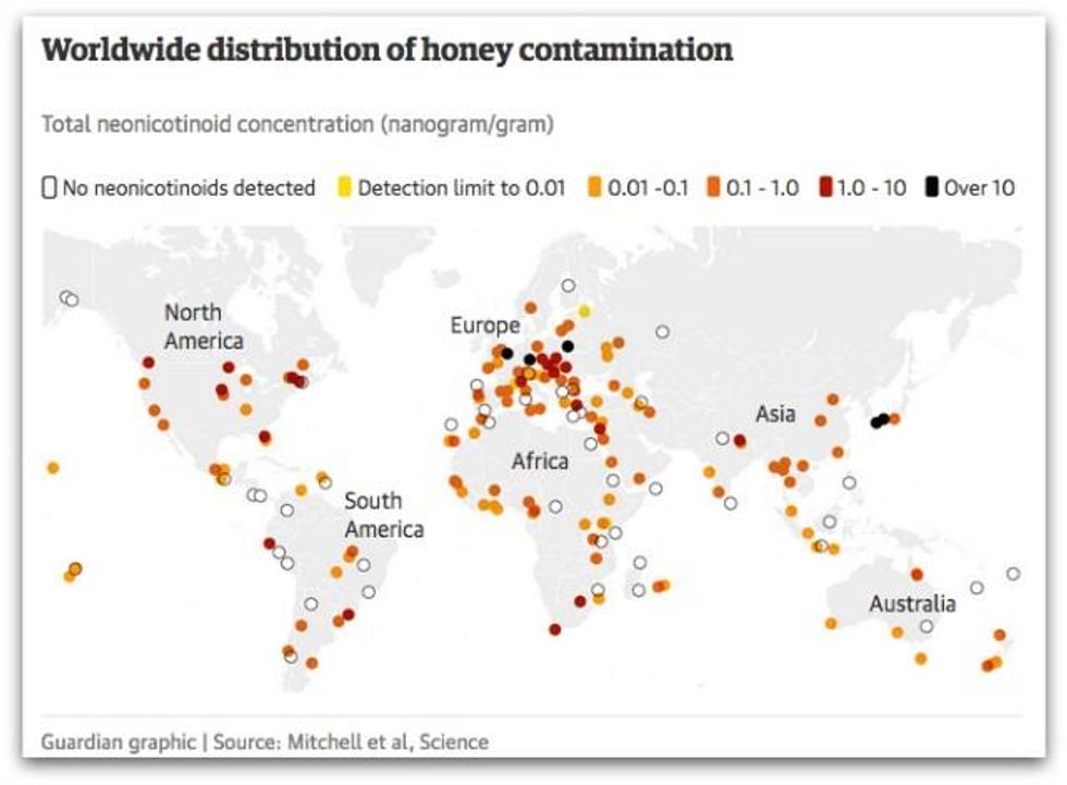 Worldwide distribution of honey contamination