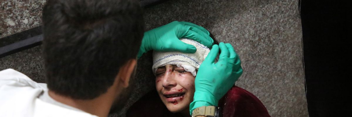 Wounded person receives treatment in Gaza.