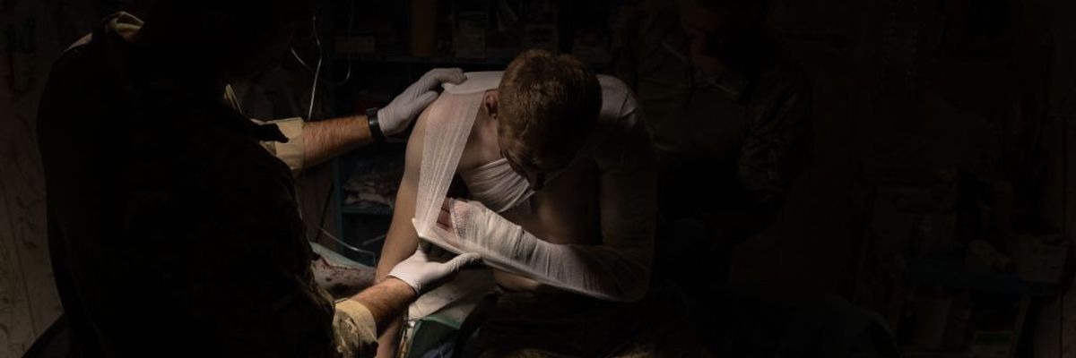 Wounded Ukrainian soldier