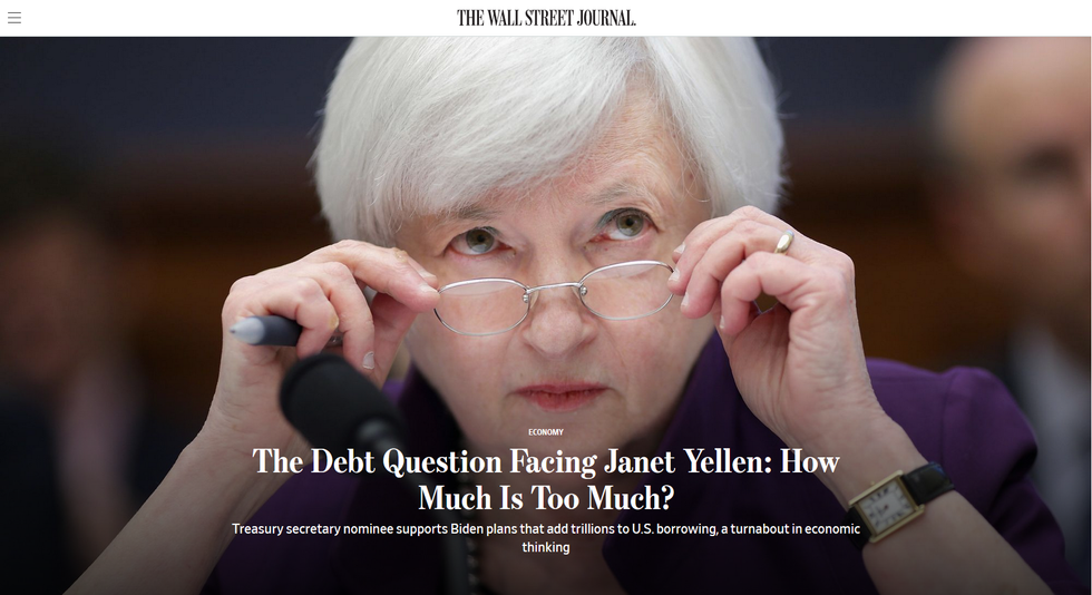 WSJ: The Debt Question Facing Janet Yellen: How Much Is Too Much?