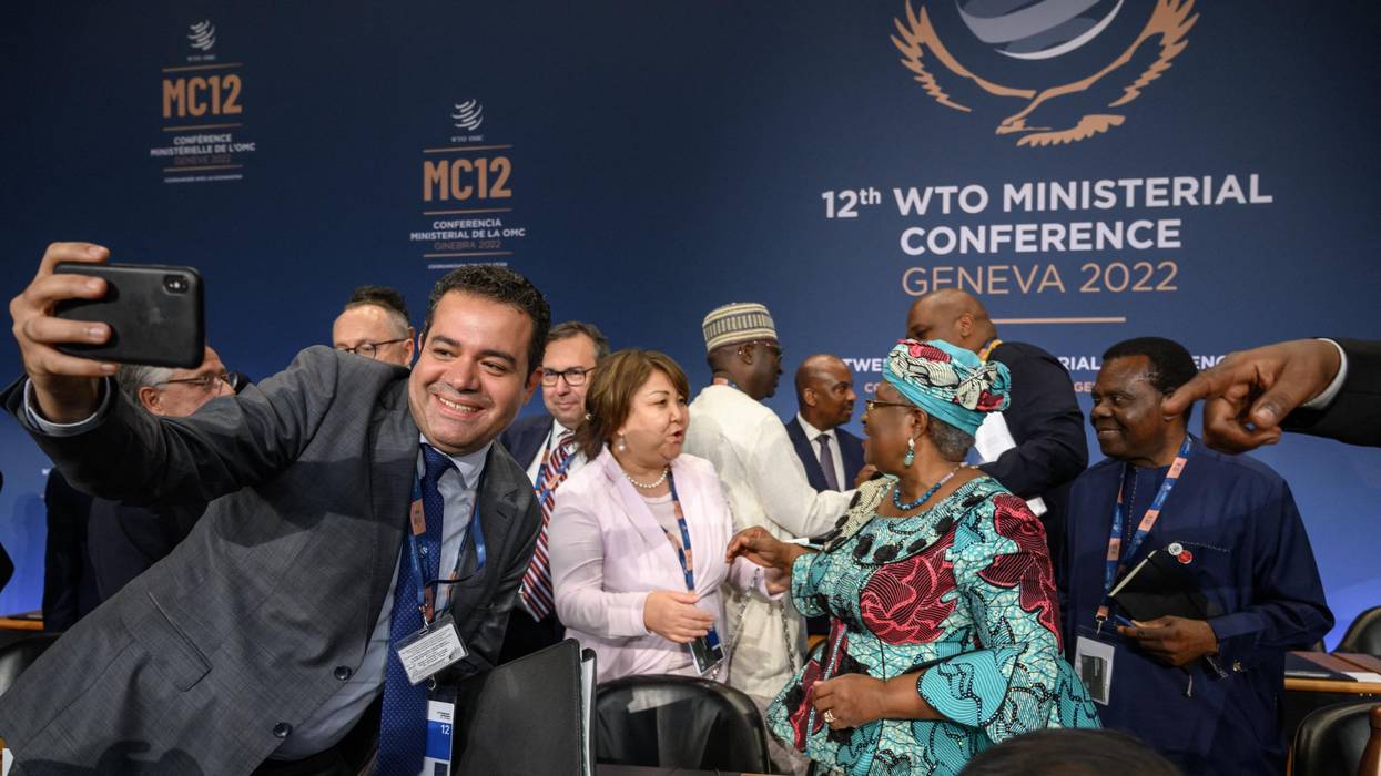WTO delegates seen during the final day of the ministerial conference