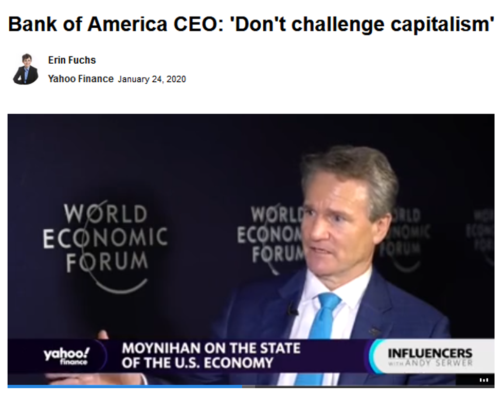 Yahoo: Bank of America CEO: 'Don't challenge capitalism'