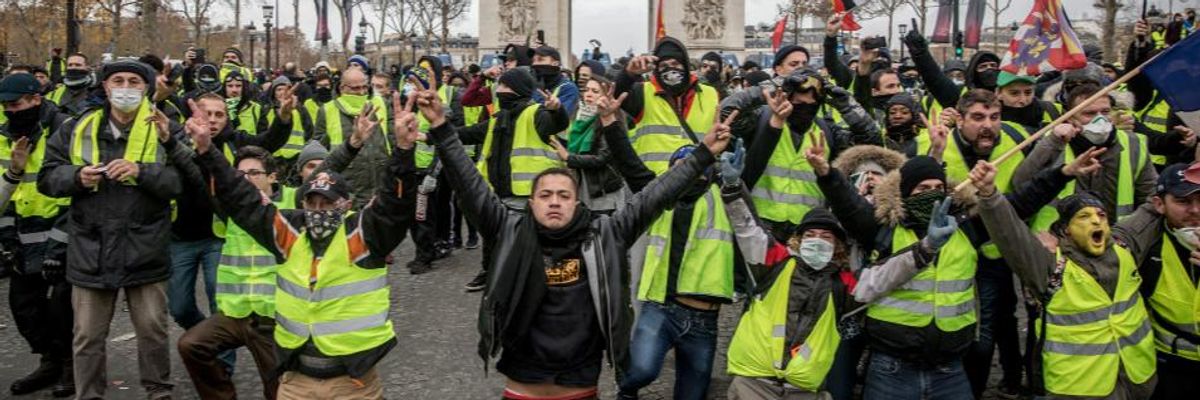 "Yellow Vests" demonstration on the Champs-Elysees near the Arc de Triomphe on Dec. 8, 2018 in Paris, France.