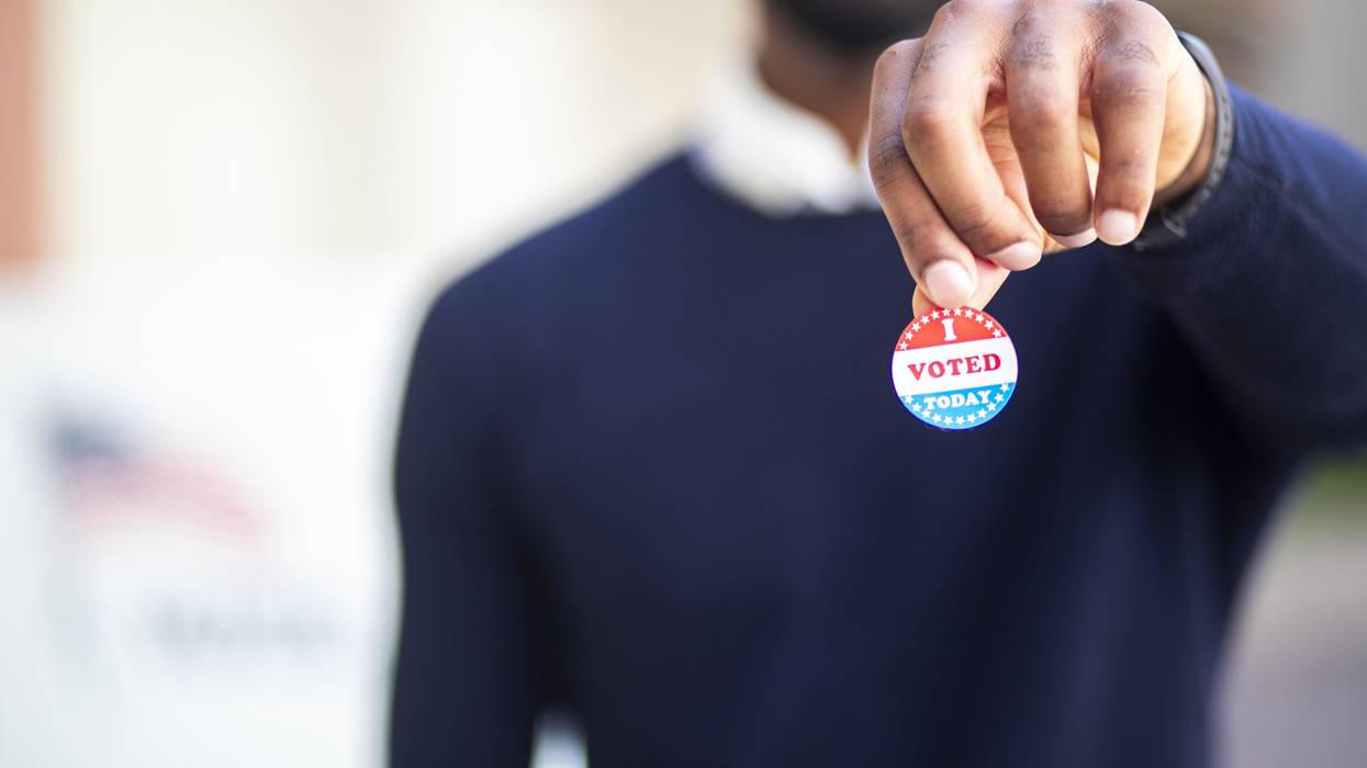Young Black Man with I voted Sticker