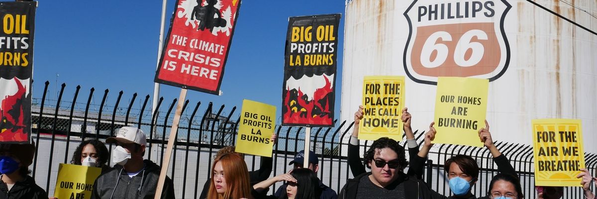 Young climate activists occupy Phillips 66 facility.