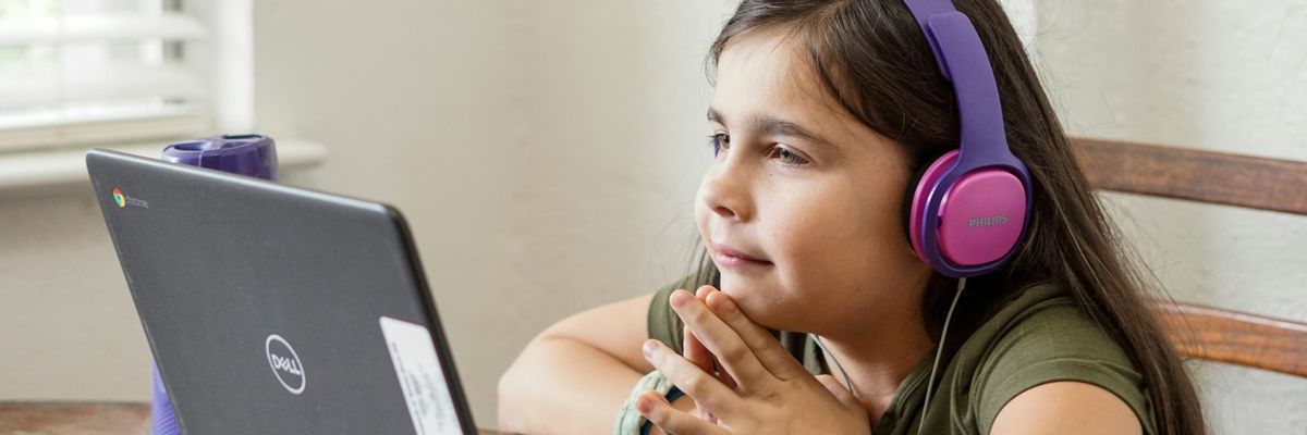 Young girl and computer.