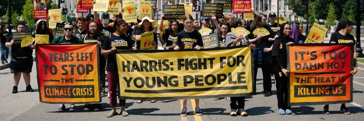 Young organizers march in Washington, D.C. to call on Vice President Kamala Harris to unveil an ambitious climate agenda