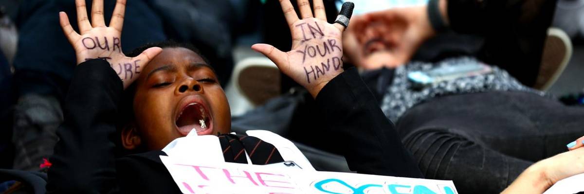 Young people at a climate protest